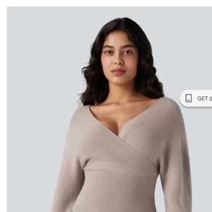 HALARA V-Neck Sweater in Taupe